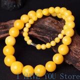 Amber Yellow Bead Necklace Women