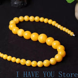 Amber Yellow Bead Necklace Women