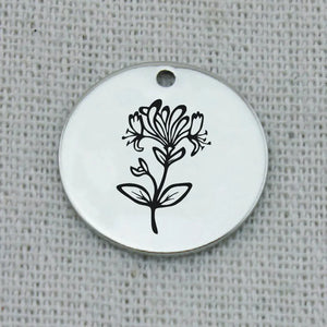 Honeysuckle Charm Necklace, June Birth Flower, Gift for Mom
