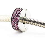 925 Silver Honeysuckle Pink Spacer Clip Charm for Bracelets