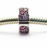 925 Silver Honeysuckle Pink Spacer Clip Charm for Bracelets