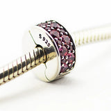 925 Silver Honeysuckle Pink Spacer Clip Charm for Bracelets