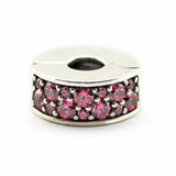 925 Silver Honeysuckle Pink Spacer Clip Charm for Bracelets
