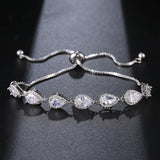 Water Drop Heart-Shaped Platinum-Plated Bracelet Zircon