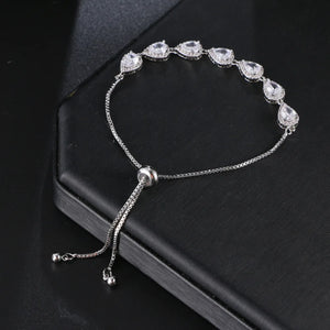 Water Drop Heart-Shaped Platinum-Plated Bracelet Zircon