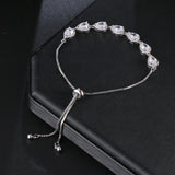 Water Drop Heart-Shaped Platinum-Plated Bracelet Zircon