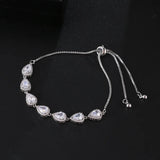 Water Drop Heart-Shaped Platinum-Plated Bracelet Zircon