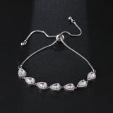 Water Drop Heart-Shaped Platinum-Plated Bracelet Zircon