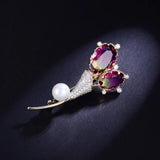 Delicate Flowers Pearl Brooch Wedding Party Jewelry 925 Silver