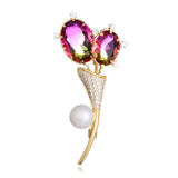 Delicate Flowers Pearl Brooch Wedding Party Jewelry 925 Silver