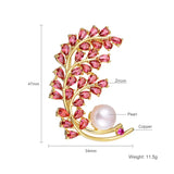 Natural Freshwater Pearl Red Zircon Brooch Pin