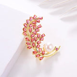 Natural Freshwater Pearl Red Zircon Brooch Pin