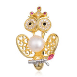 Silver Freshwater Pearl Bird Brooch for Women
