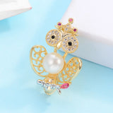 Silver Freshwater Pearl Bird Brooch for Women