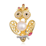 Silver Freshwater Pearl Bird Brooch for Women