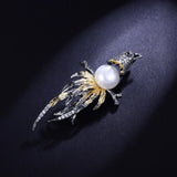 Vintage Flower Brooch Pin Silver Faux Pearl Women Jewelry