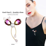 Vintage Silver 925 Pearl Brooch Flower Crystal Leaf