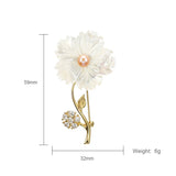 925 Silver Brooch Zircon Insert Flower Pin Freshwater Pearl Gift