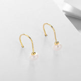 925 Silver Earrings Freshwater Pearl Tassel Ear Line for Women Party
