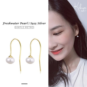 925 Silver Earrings Freshwater Pearl Tassel Ear Line for Women Party