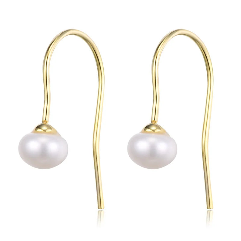 925 Silver Earrings Freshwater Pearl Tassel Ear Line for Women Party