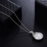 Hongye 925 Silver Pearl Necklace Zircon Ball Elegant Fine Jewelry Colliers