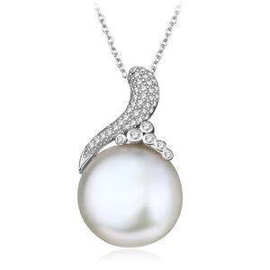 Hongye 925 Silver Pearl Necklace Zircon Ball Elegant Fine Jewelry Colliers
