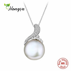 Hongye 925 Silver Pearl Necklace Zircon Ball Elegant Fine Jewelry Colliers