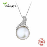 Hongye 925 Silver Pearl Necklace Zircon Ball Elegant Fine Jewelry Colliers