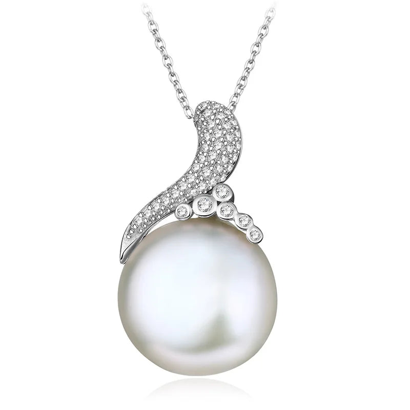 Hongye 925 Silver Pearl Necklace Zircon Ball Elegant Fine Jewelry Colliers