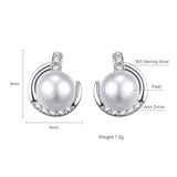 925 Silver Freshwater Pearl Stud Earrings 7-8mm Round Natural Pearl Nail