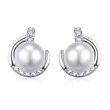 925 Silver Freshwater Pearl Stud Earrings 7-8mm Round Natural Pearl Nail