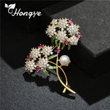 Big Flower Freshwater Pearl Brooch for Women Zircon Scarf Clip