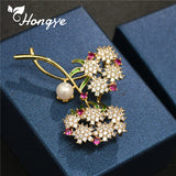 Big Flower Freshwater Pearl Brooch for Women Zircon Scarf Clip