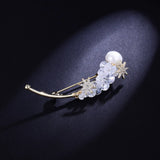 CZ Crystal Star Brooches Pins Vintage Style Pearl Brooch Wedding Sweater Jewelry