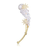 CZ Crystal Star Brooches Pins Vintage Style Pearl Brooch Wedding Sweater Jewelry