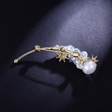 CZ Crystal Star Brooches Pins Vintage Style Pearl Brooch Wedding Sweater Jewelry