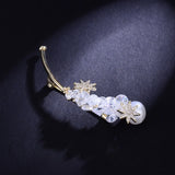 CZ Crystal Star Brooches Pins Vintage Style Pearl Brooch Wedding Sweater Jewelry