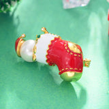 Christmas Red Lacquer Snow Boots Brooches For Women