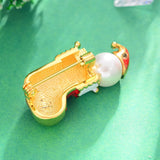 Christmas Red Lacquer Snow Boots Brooches For Women