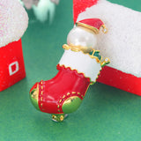 Christmas Red Lacquer Snow Boots Brooches For Women