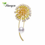 Dandelion Pearl Brooch Femme Girl Charm Accessory