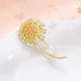 Dandelion Pearl Brooch Femme Girl Charm Accessory