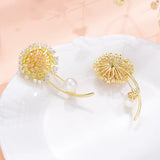 Dandelion Pearl Brooch Femme Girl Charm Accessory