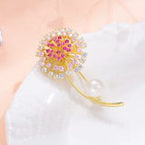 Dandelion Pearl Brooch Femme Girl Charm Accessory
