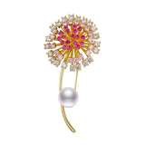 Dandelion Pearl Brooch Femme Girl Charm Accessory