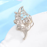 Zircon Copper Leaf Pearl Brooch for Women
