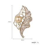 Zircon Copper Leaf Pearl Brooch for Women
