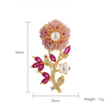 Hongye Freshwater Pearl Brooch Pink Flower Real Pin Christmas Gift Ladies
