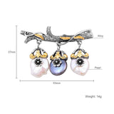 Hongye Freshwater Pearl Brooch Silver Vintage Gift For Women
